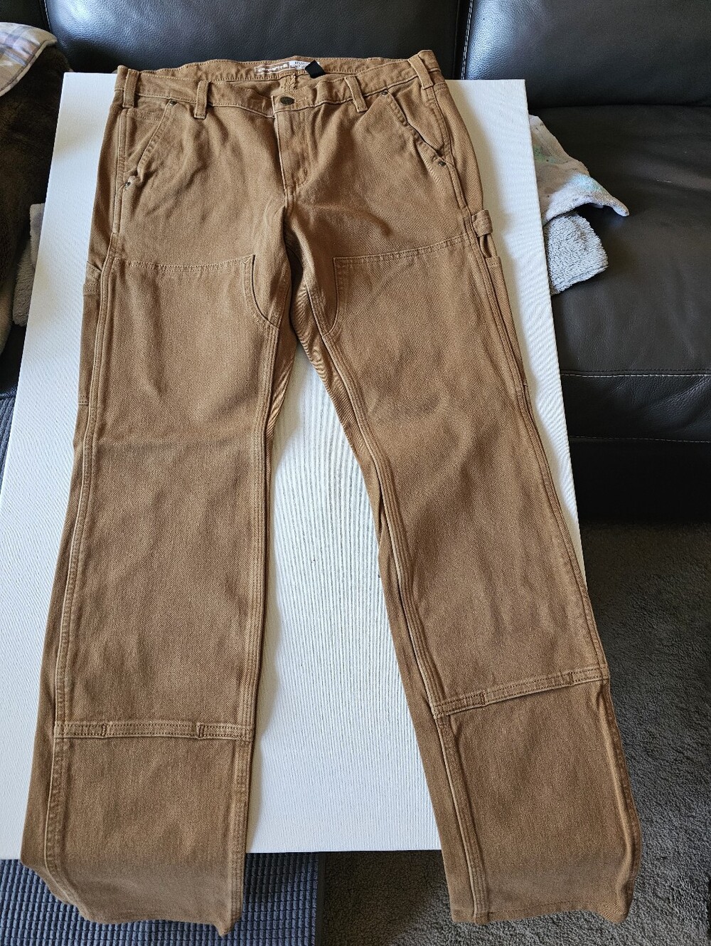 Carhartt Women's Relaxed Fit Rugged Flex Double Knee Front Pants Brown Size 12 T